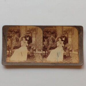 Antique Stereograph Victorian Scene "And they lived Happily Ever After" 1900